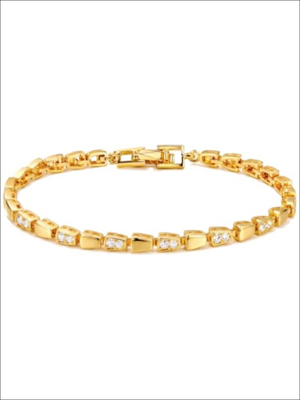 18K Gold Plated Cubic Zirconia Tennis Bracelet for Women - Non Tarnish Chain